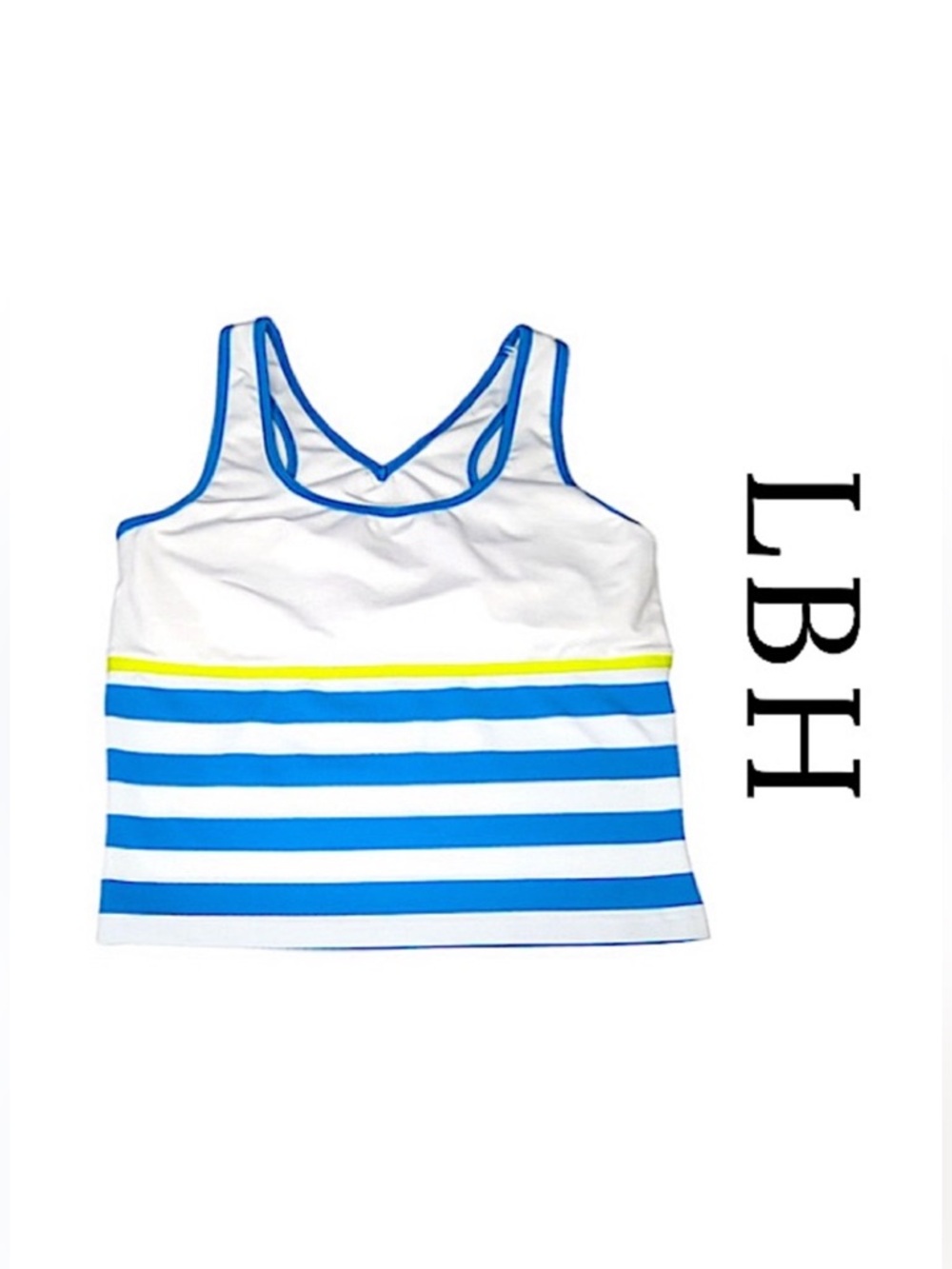 LBH Electric Blue & White Striped Racerback Athletic Tank Top Size M EUC!